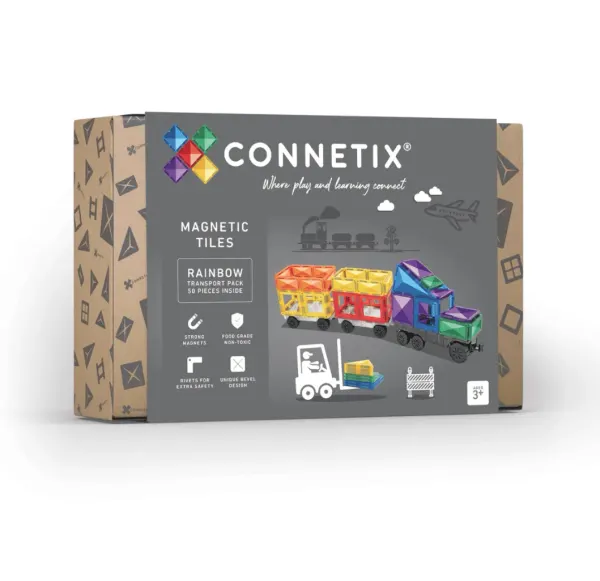 Connetix Magnetic Tiles - Rainbow Transport Pack 50pc Connetix Magnetic Tiles - Rainbow Transport Pack 50pc