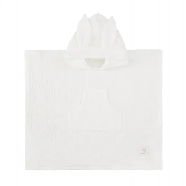 Maylily Muslin Bunny Hooded Poncho - Cream