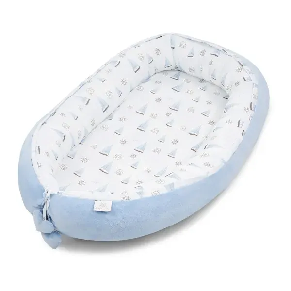 MAYLILY Premium Bamboo Baby Nest - Sailboats light blue 2