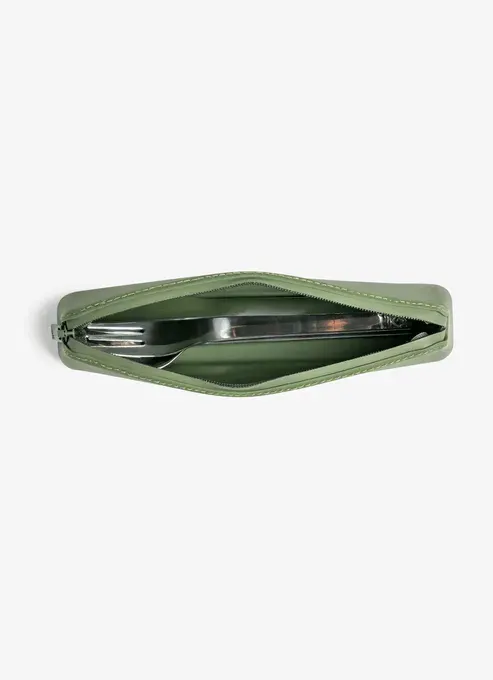 CITRON Stainless Steel Cutlery Set with Pouch - Green 2