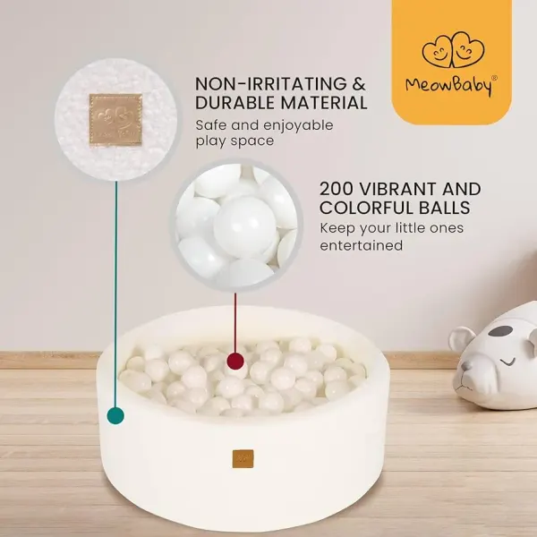 MeowBaby® Luxury Corduroy Round Ball Pit - Sandy Shores 2