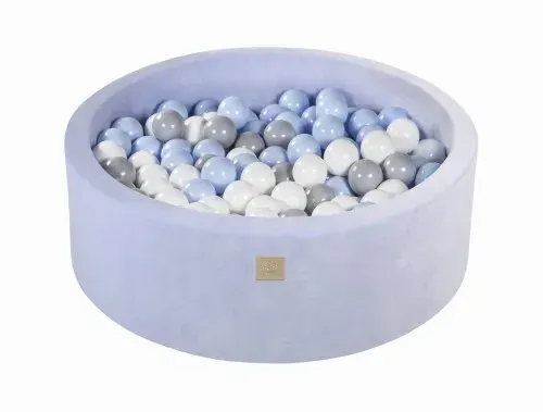 MeowBaby® Sky BabyBlue Velvet Ball Pit + 200 Balls(White/Baby Blue/Grey)