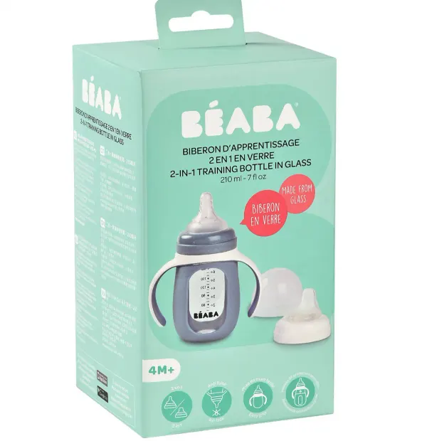 BEABA Glass Bottle + Silicone Sleeve - Windy Blue 2