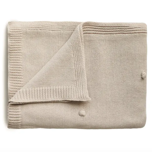 Mushie Knitted Textured Dots Baby Blanket (Off White Melange)