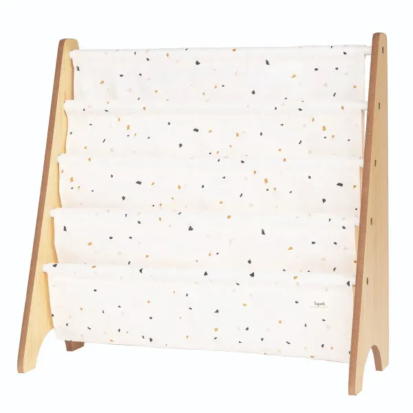 3 Sprouts Terrazzo Cream Recycled Fabric Book Rack