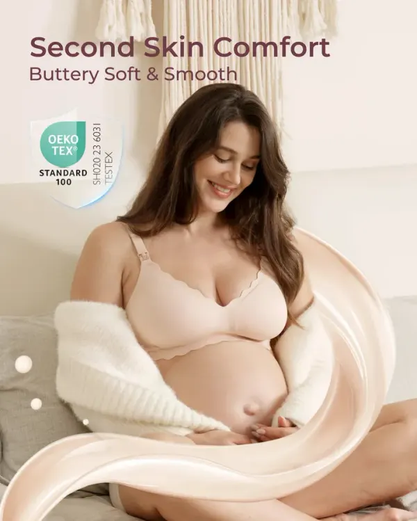 Momcozy Jelly Strip Support Nursing Bra Oyster Pink 2