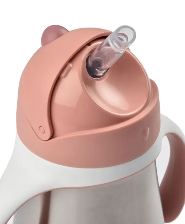 BEABA Stainless Steel Cup Straw 250ml - Pink 2