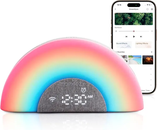 Momcozy - DreamSync Tech™ Smart Baby Sound Machine - Rainbow Light & App Control