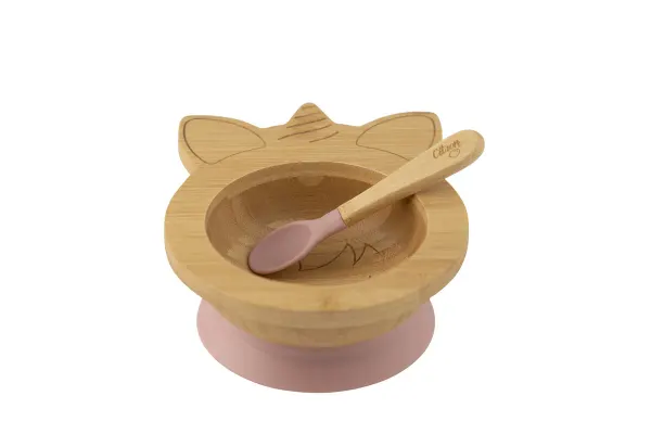 CITRON Bamboo Bowl & spoon - Unicorn Blush Pink + with suction