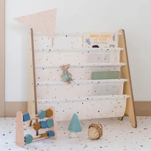 3 Sprouts Terrazzo Cream Recycled Fabric Book Rack 2