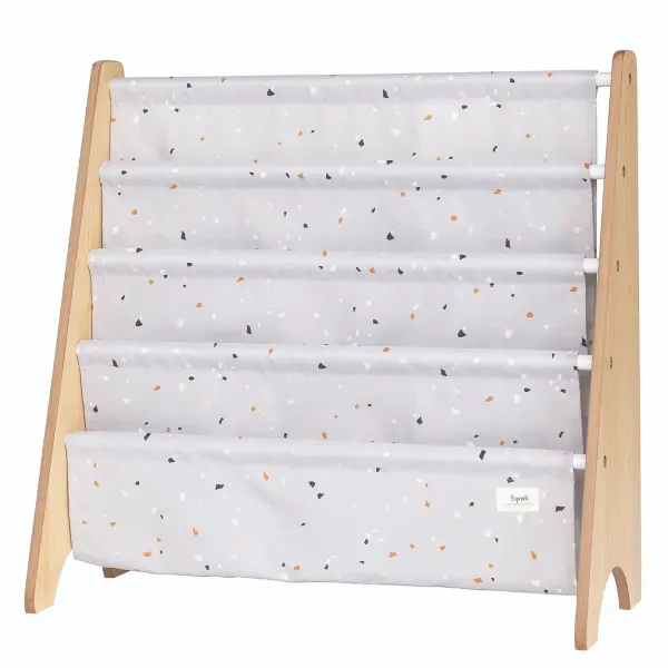 3 Sprouts Terrazzo Light Gray Recycled Fabric Book Rack