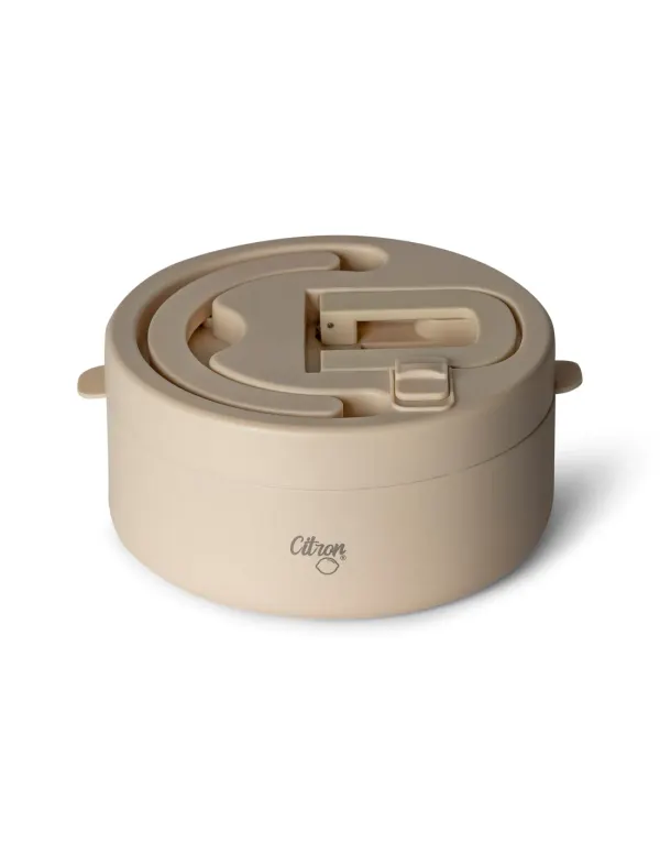 CITRON Triple Wall Insulated Food Jar 400ml with Divider & Safety Lock - Beige