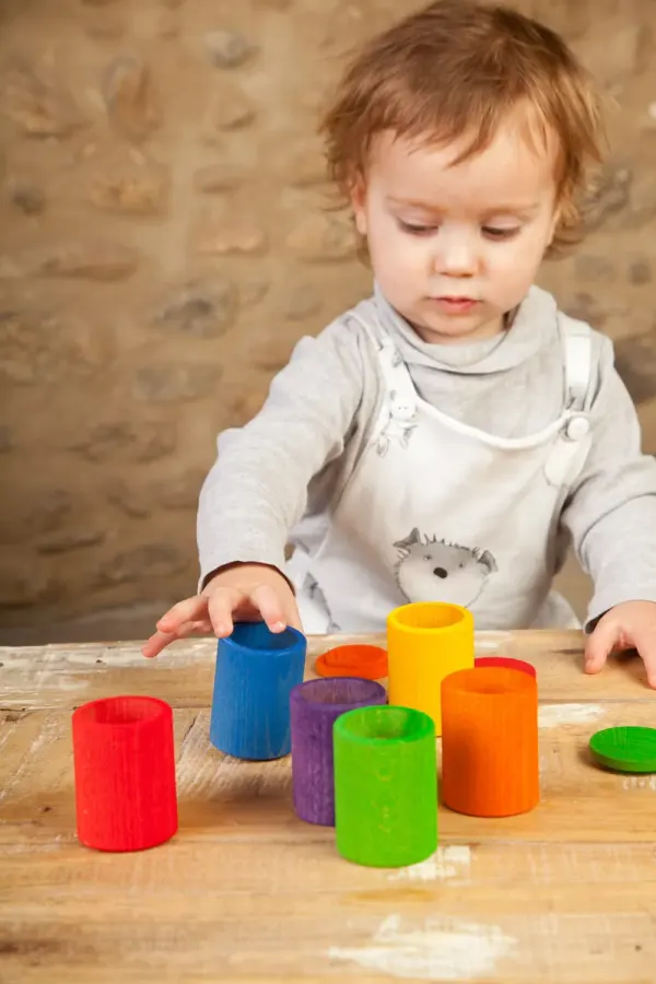 Grapat Set of 6 Coloured Wooden Cups With Cover 2
