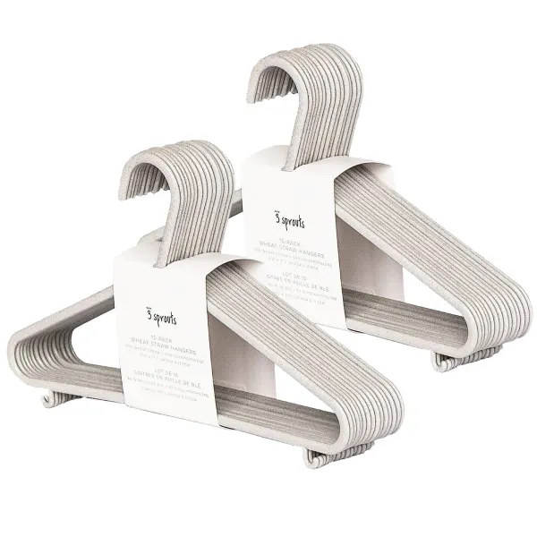 3 Sprouts grey speckles wheat straw hangers (15 per set)