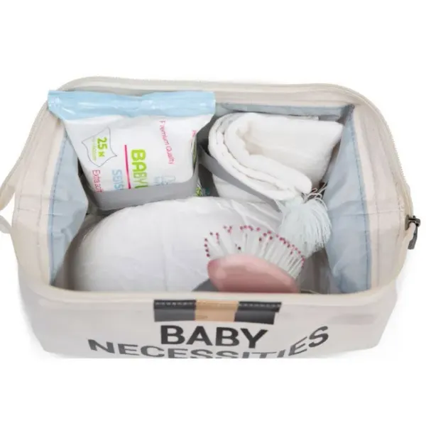 Childhome - Baby Necessities Toiletry Bag - White/Black/Gold 2