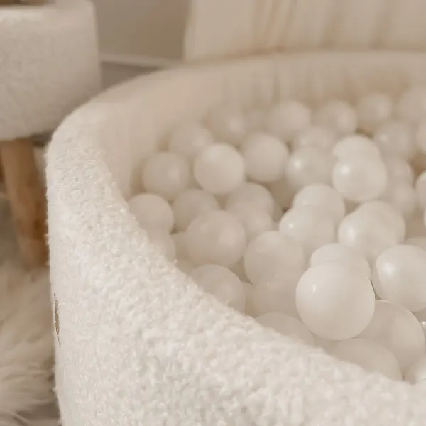 MeowBaby® Teddy Boucle "Bubble Bath" White Round Ball Pit - White * 2