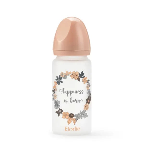 ELODIE Glass Feeding Bottle - Blue Garden Happiness
