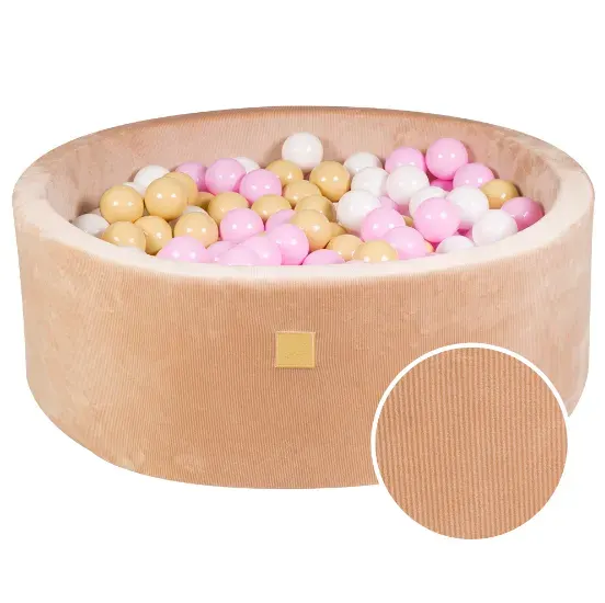 MeowBaby® Luxury Corduroy Round Ball Pit - Marshmallow