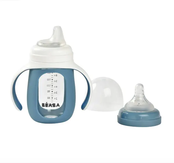 BEABA Glass Bottle + Silicone Sleeve - Windy Blue