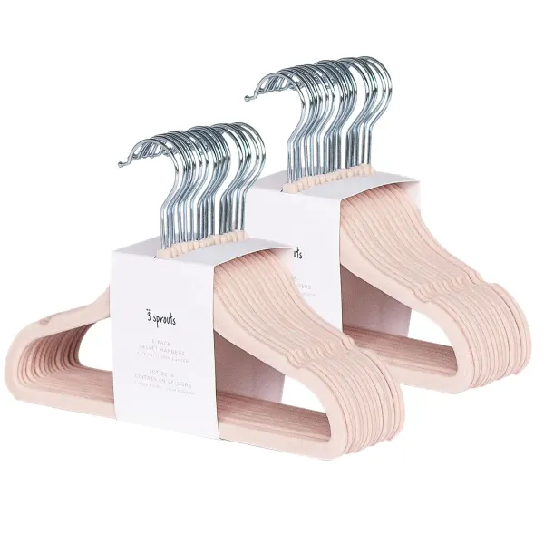 3 Sprouts blush pink velvet non slip hangers (15 per set)