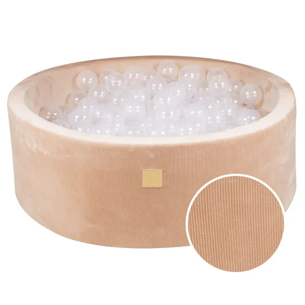MeowBaby® Luxury Corduroy Round Ball Pit - Sandy Shores
