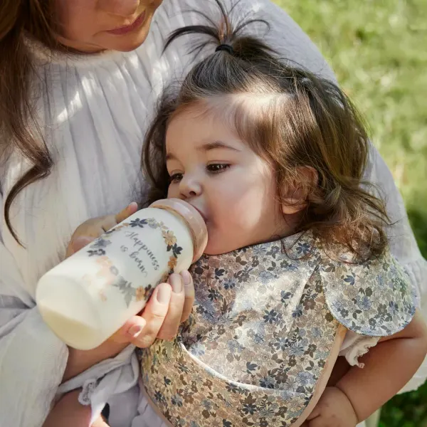 ELODIE Glass Feeding Bottle - Blue Garden Happiness 2
