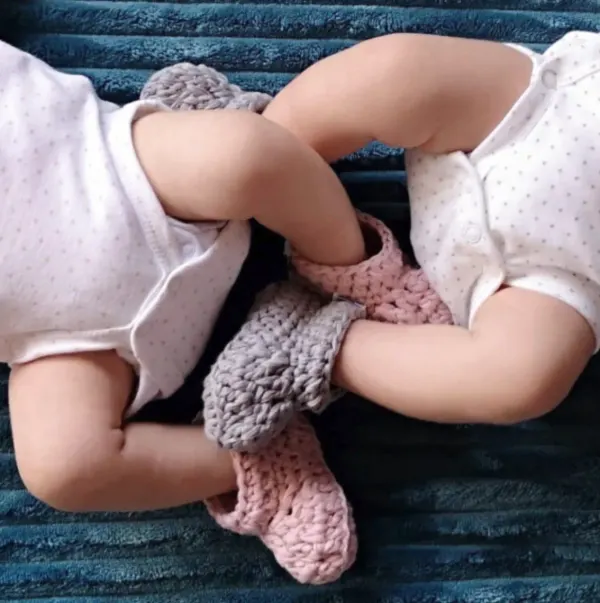 MAYLILY 100% Organic Cotton Baby Booties - Dusty Pink 2