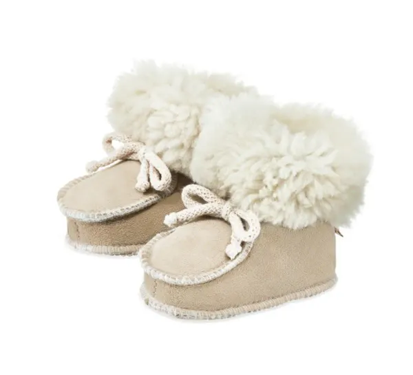 MAYLILY Sheepskin Baby Booties - Natural 2