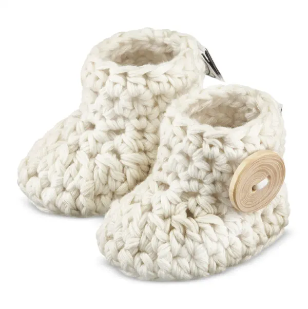 MAYLILY Cotton Knitted Baby Booties - 0 - 3 months old - Cream