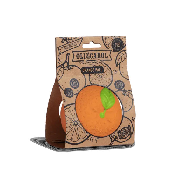 Oli & Carol Orange Sensorial Ball, Baby Teether & Bath Toy 2