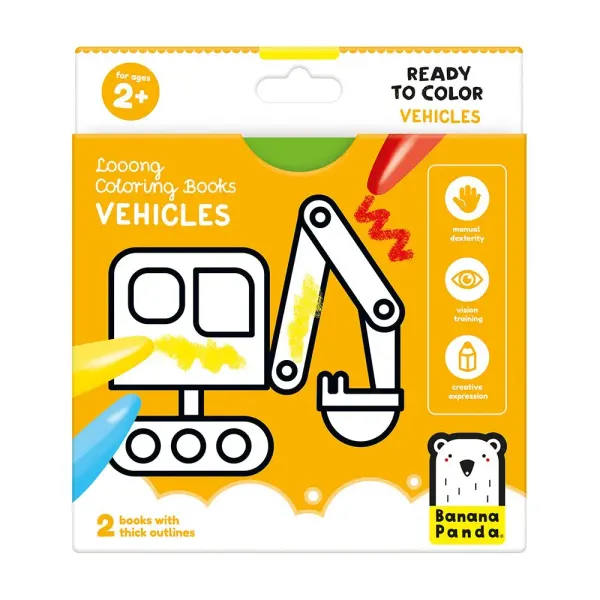 Banana Panda LOOOONG Colouring Books - Vehicles