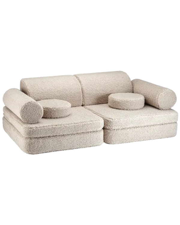 Wigiwama Settee Kids Sofa - Biscuit Boucle