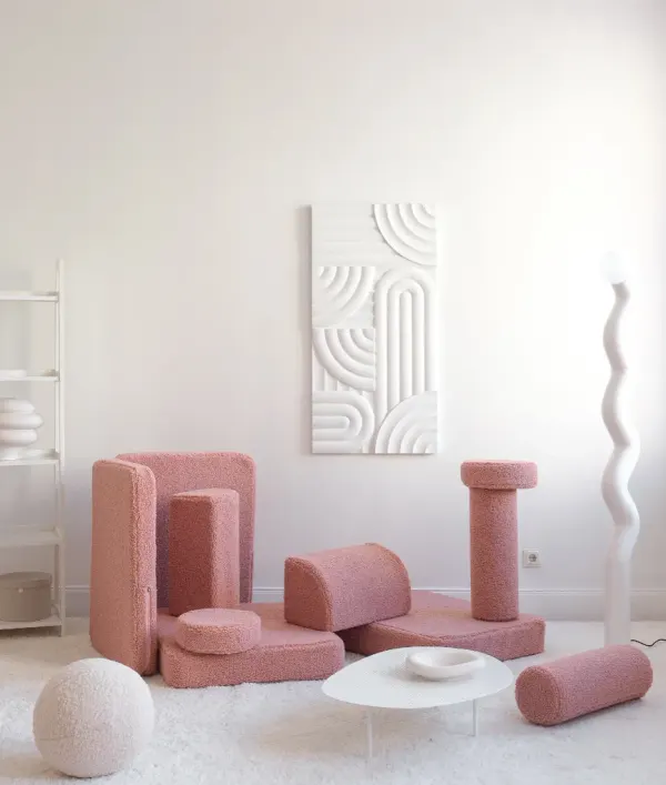 Wigiwama Settee Kids Sofa - Guava Boucle 2