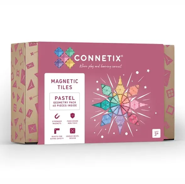 Connetix Magnetic Tiles - 40 Piece Geometry Pack - Pastel Connetix Magnetic Tiles - 40 Piece Geometry Pack - Pastel