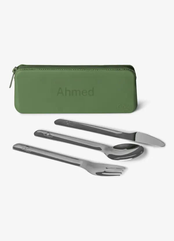 CITRON Stainless Steel Cutlery Set with Pouch - Green