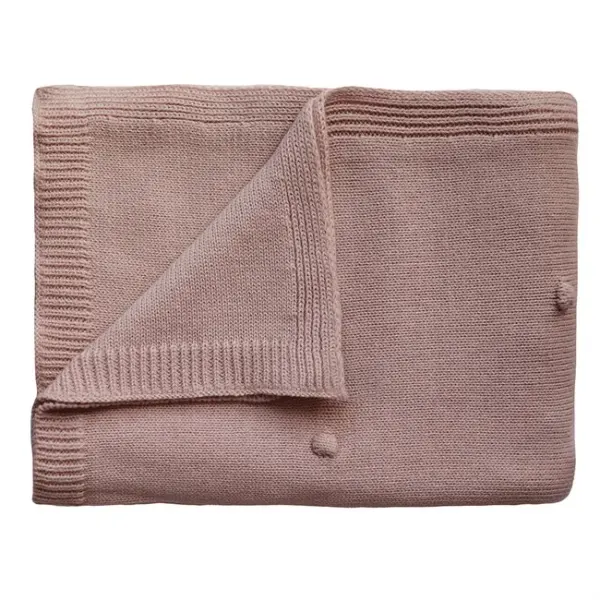 Mushie Knitted Ribbed Baby Blanket - Organic Cotton - Blush Pink