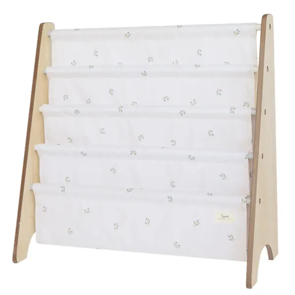 3 Sprouts - taupe flowers recycled fabric book rack