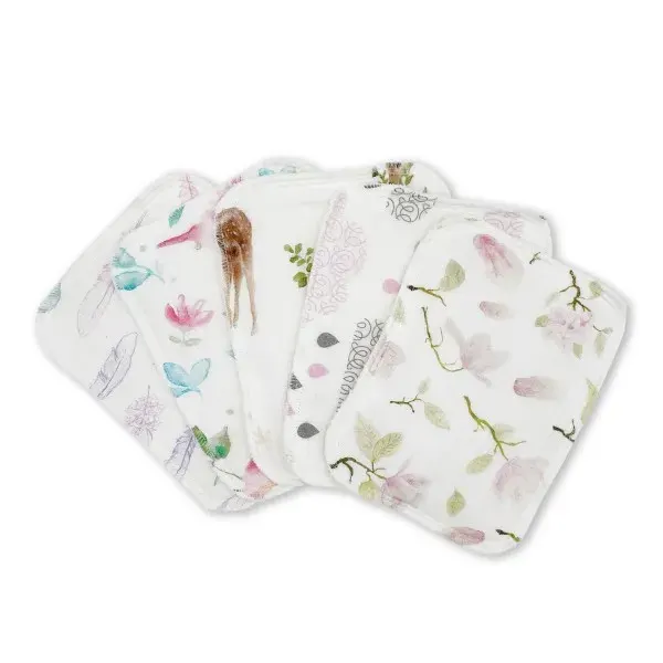 Maylily Bamboo Washcloths - 5 Pack - Pink Nature