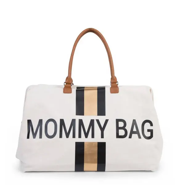 Childhome Mommy Bag Nursery Bag Off white with Black & Gold Stripes