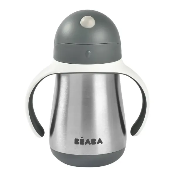 BEABA Stainless Steel Cup Straw 250ml - Mineral Grey 2