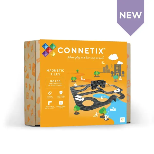 Connetix Magnetic Tiles - 48 Piece Creative Roads Pack