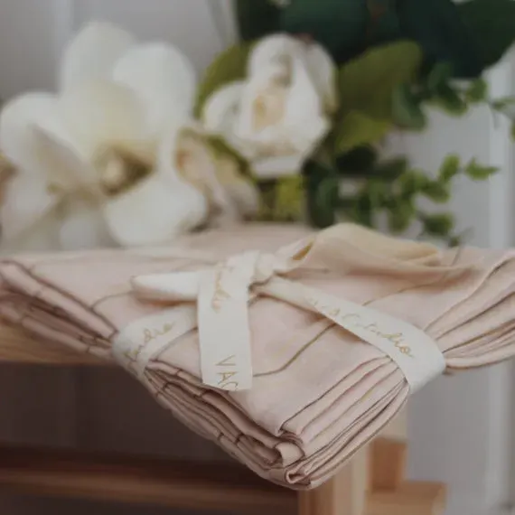 VAC VAC Studio - Organic GOTS certified Muslin Cloths - 3 Pack - Peach Blush 2