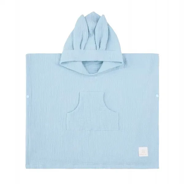 Maylily Muslin Bunny Hooded Poncho - Light Blue