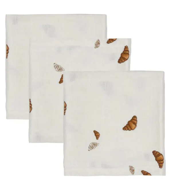 VAC VAC Studio - Organic GOTS certified Muslin Cloths - 3 Pack - Mini Croissant