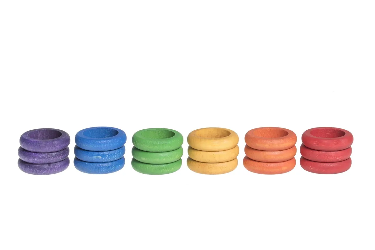Grapat 18 Wooden Rainbow Rings Grapat 18 Wooden Rainbow Rings