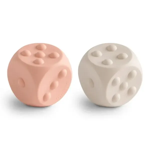 Mushie Dice Pop-It Press Toy (2 pack) Blush/Shifting Sands