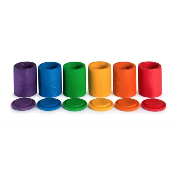 Grapat 6 wooden cups with lids