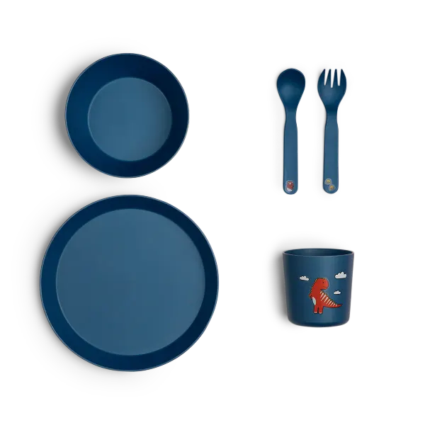 CITRON Bio Based Tableware 5 - piece set - Blue Dino
