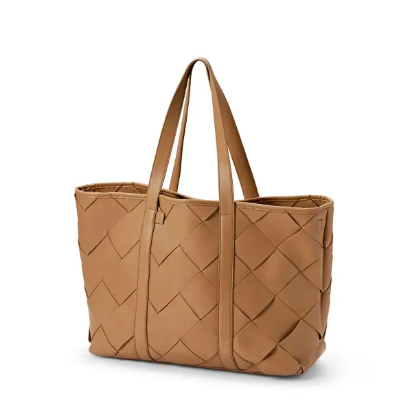 ELODIE -Changing Bag Braided Leather - Caramel Brown