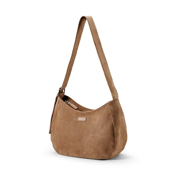 ELODIE - Luxury Suede Changing Bag Moon Bag - Caramel Brown